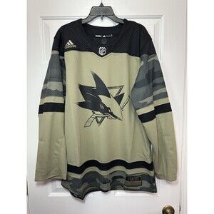 Size 52 Adidas San Jose Sharks Jersey Military I Salute Primegreen HB1761 NEW
